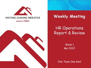 Weekly Meeting
HR Operations
Report & Review
Week 1
Mei 2022
One Team One Goal
 