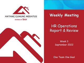 Weekly Meeting
HR Operations
Report & Review
Week 3
September 2022
One Team One Goal
 