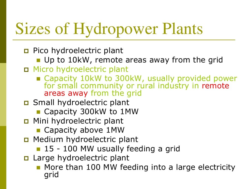 Report hydroelectric power plant