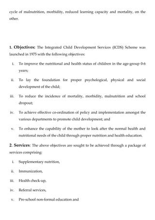 Report On Integrated Child Development Scheme | DOC