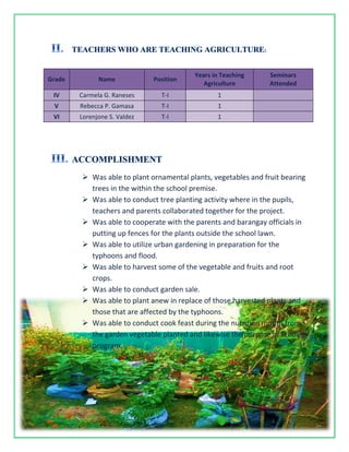 accomplishment Report in agriculture | DOCX