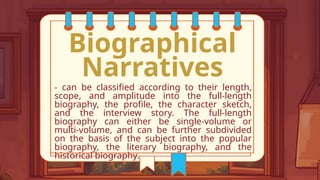 BIOGRAPHICAL NARRATIVES: BIOGRAPHY, PROFILE, CHARACTER SKETCH ...
