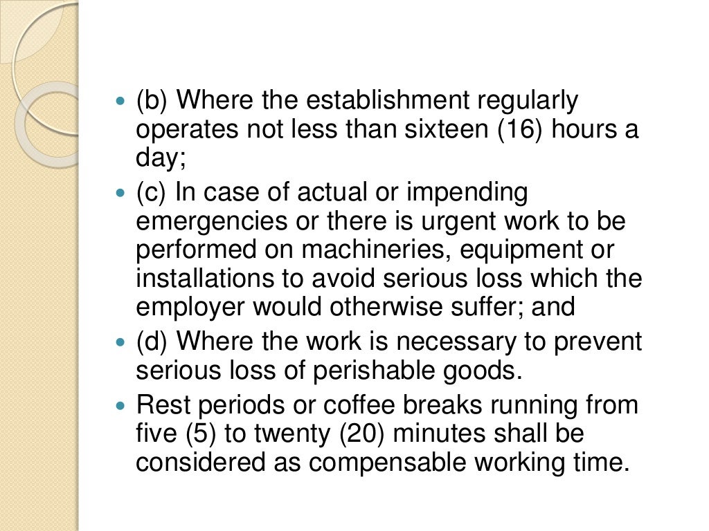 Night shift differential and Meal period