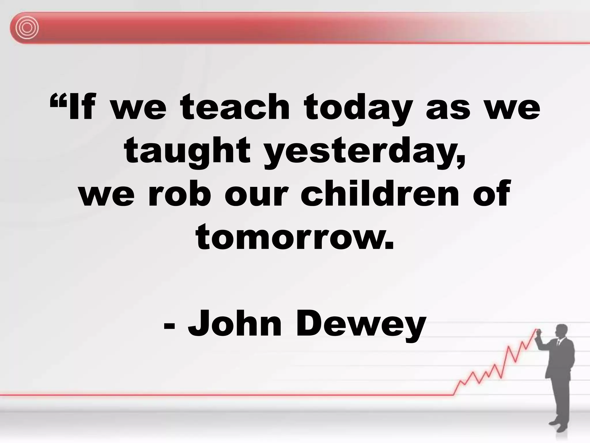 “If we teach today as we
taught yesterday,
we rob our children of
tomorrow.
- John Dewey
 