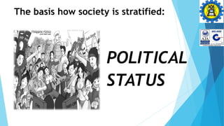 The basis how society is stratified:
POLITICAL
STATUS
 