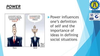POWER
Power influences
one’s definition
of self and the
importance of
ideas in defining
social situations
 
