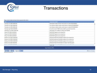 Transactions

Site Manager - Reporting

15

 