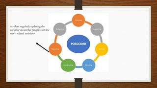 involves regularly updating the
superior about the progress or the
work related activities
 