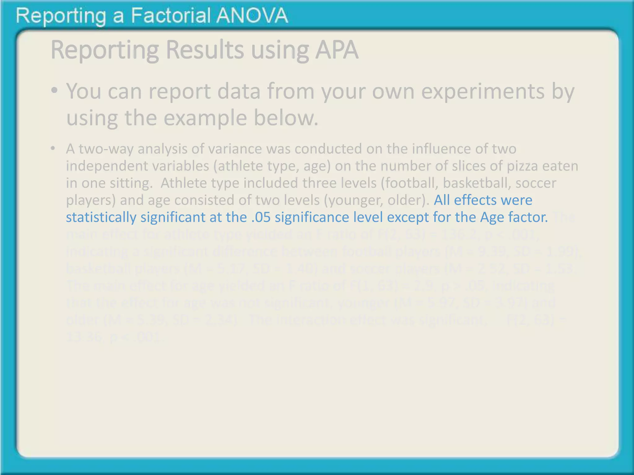 Reporting a Factorial ANOVA | PPTX