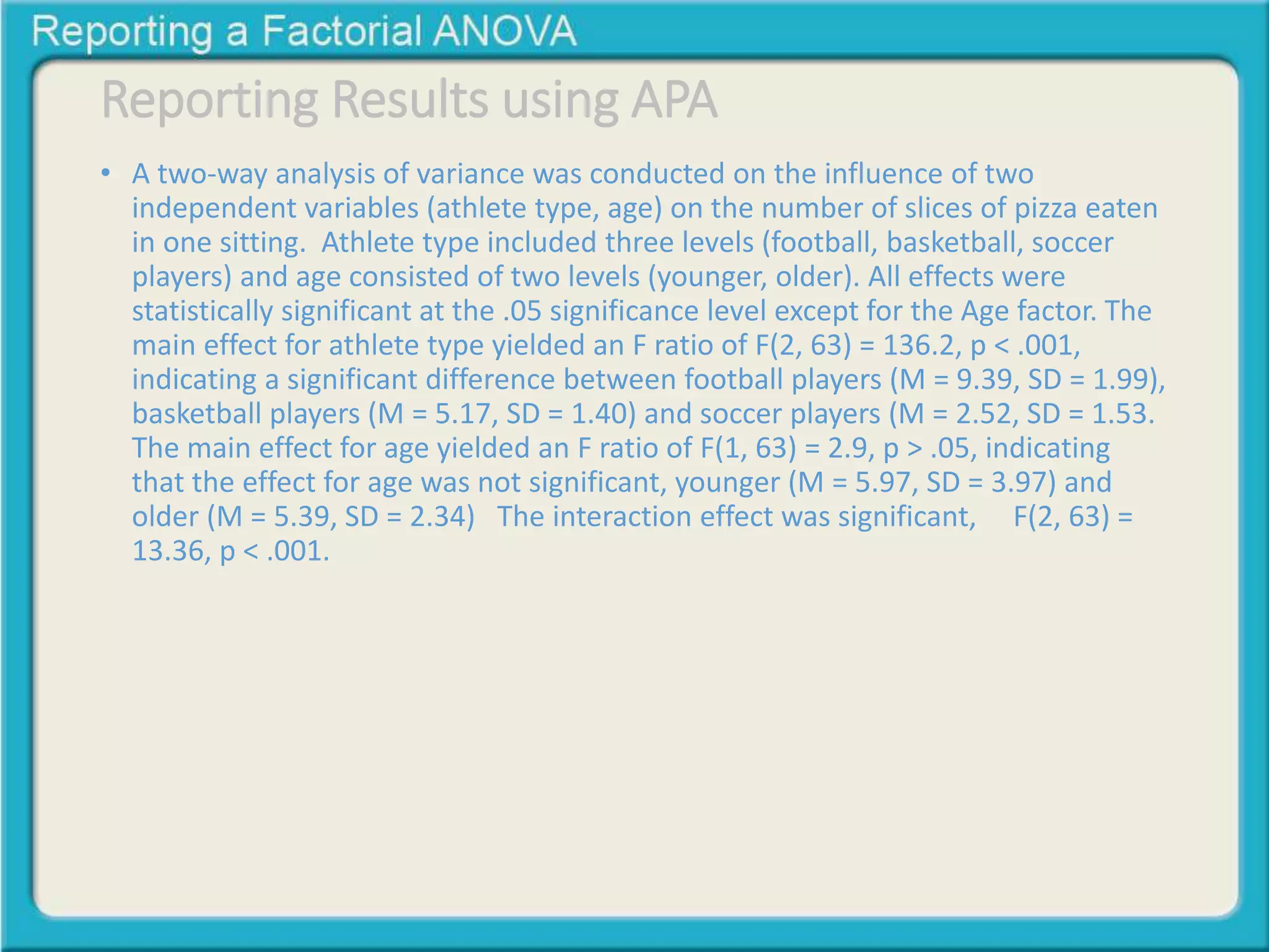 Reporting a Factorial ANOVA | PPTX