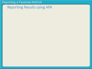 Reporting Results using APA 
 