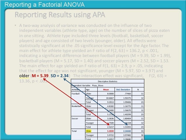 reporting a factorial anova