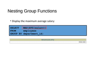 Reporting aggregated data using the group functions | PPT