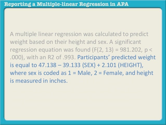 Reporting a multiple linear regression in apa
