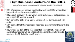 Gulf Business Leader’s on the SDGs
Survey of senior business leaders across all six Gulf States – Oct 2016 (Pearl Initiati...