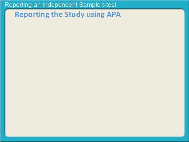 reporting an independent sample t test
