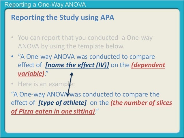 Reporting A One Way Anova