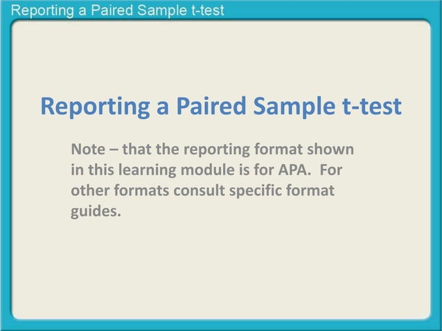 Reporting a paired sample t test | PPTX