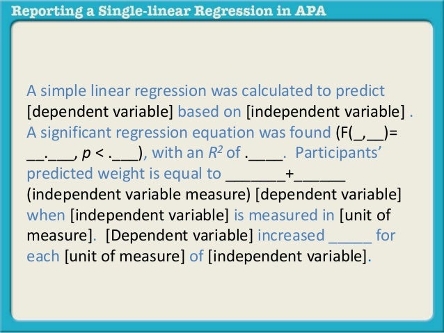 Reporting a single linear regression in apa