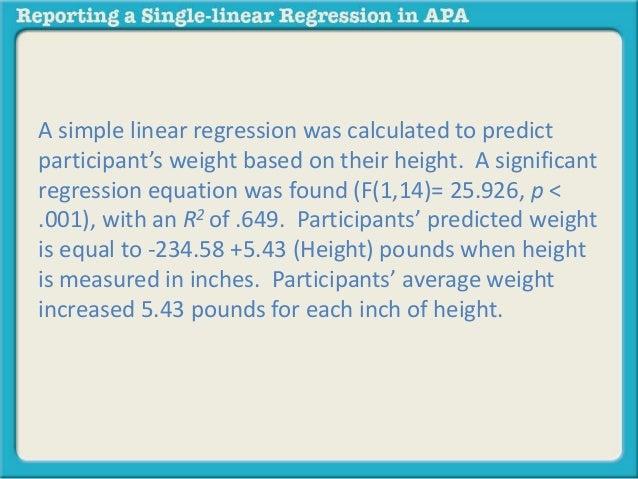 Reporting a single linear regression in apa