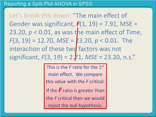 Reporting a split plot ANOVA | PPTX