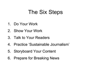 Reporting for New Media in Six Easy Steps!