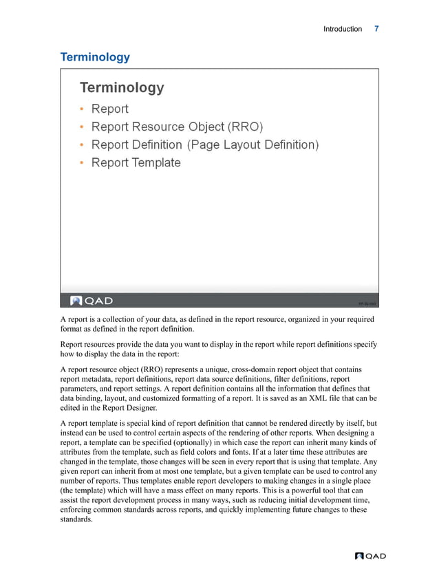 MFG/PRO QAD Reporting Framework Document Guide | PDF