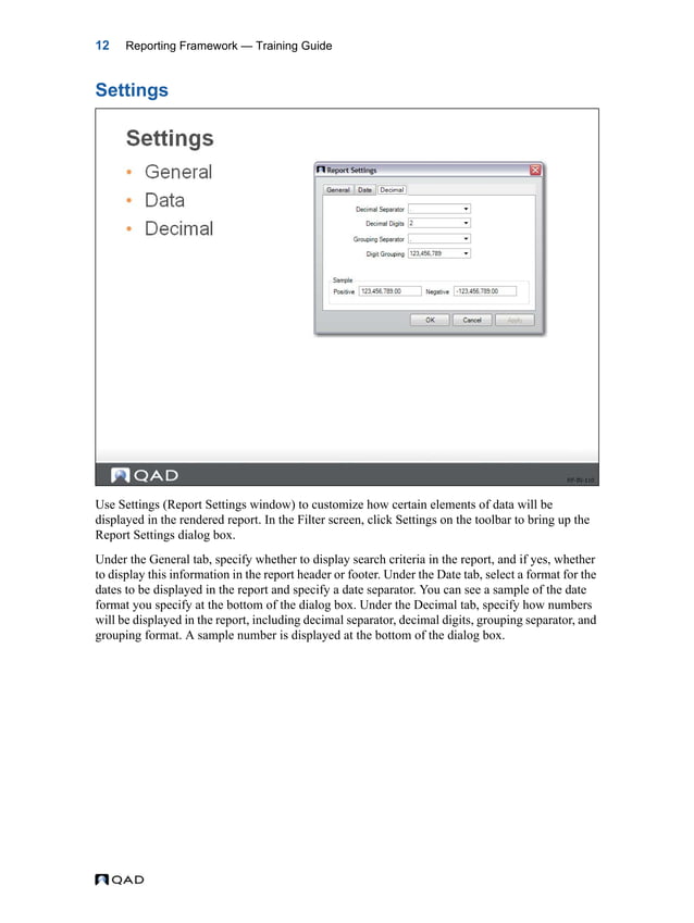 MFG/PRO QAD Reporting Framework Document Guide | PDF