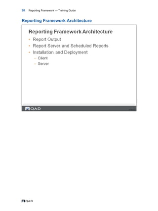 MFG/PRO QAD Reporting Framework Document Guide | PDF