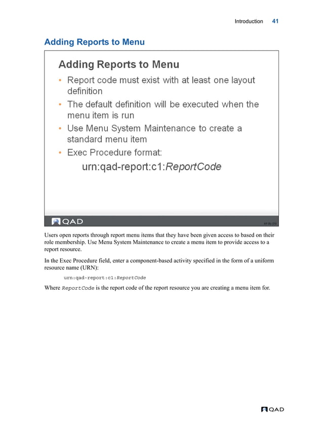 MFG/PRO QAD Reporting Framework Document Guide | PDF