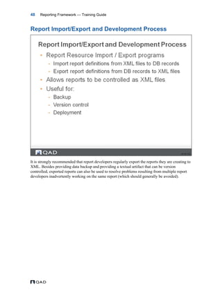 MFG/PRO QAD Reporting Framework Document Guide | PDF
