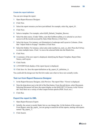 MFG/PRO QAD Reporting Framework Document Guide | PDF