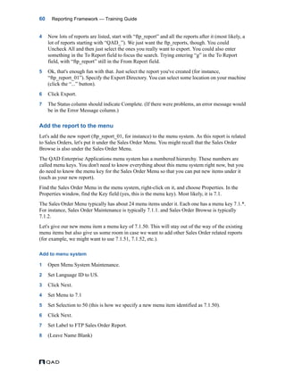 MFG/PRO QAD Reporting Framework Document Guide | PDF