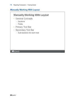 MFG/PRO QAD Reporting Framework Document Guide | PDF