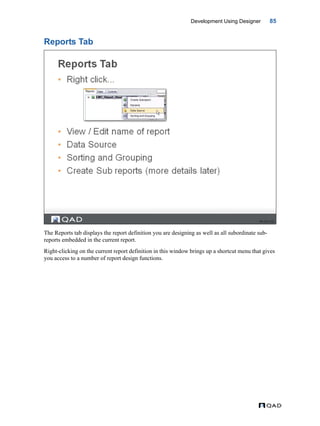 MFG/PRO QAD Reporting Framework Document Guide | PDF
