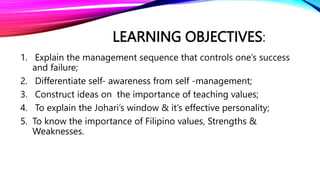 REPORTING IN CWTS SELF AWARENESS AND VAL.ED.pptx