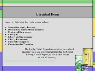 Library Reporting Examples School Library Reporting Advice | PPT