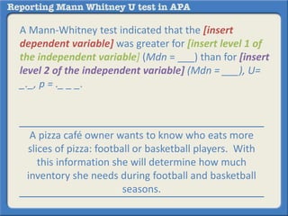 Reporting Mann Whitney U Test in APA | PPTX