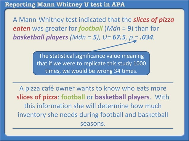 Reporting Mann Whitney U Test in APA