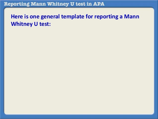 reporting mann whitney u test in apa
