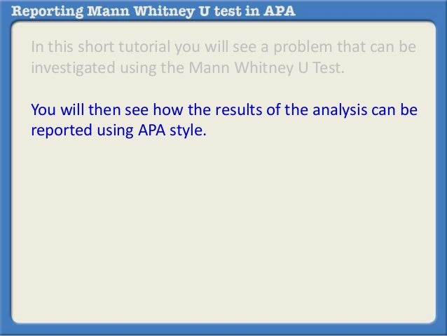 reporting mann whitney u test in apa