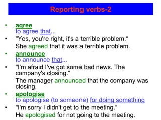 Reporting verbs | PPT