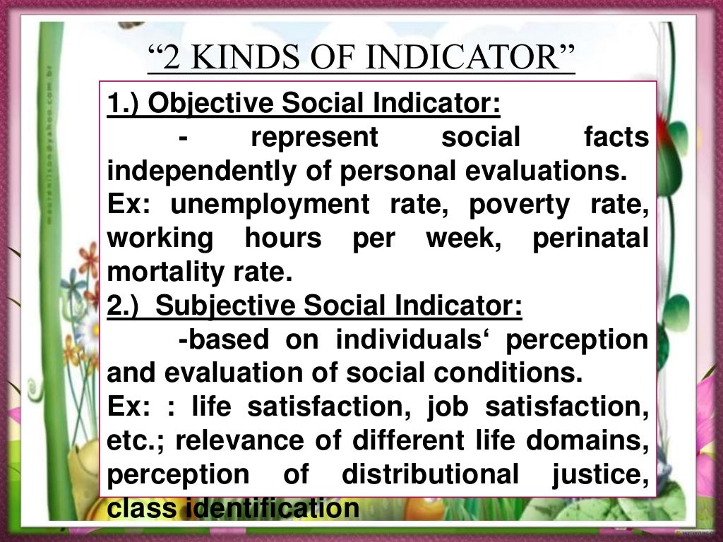 Social Indicators and Wellbeing