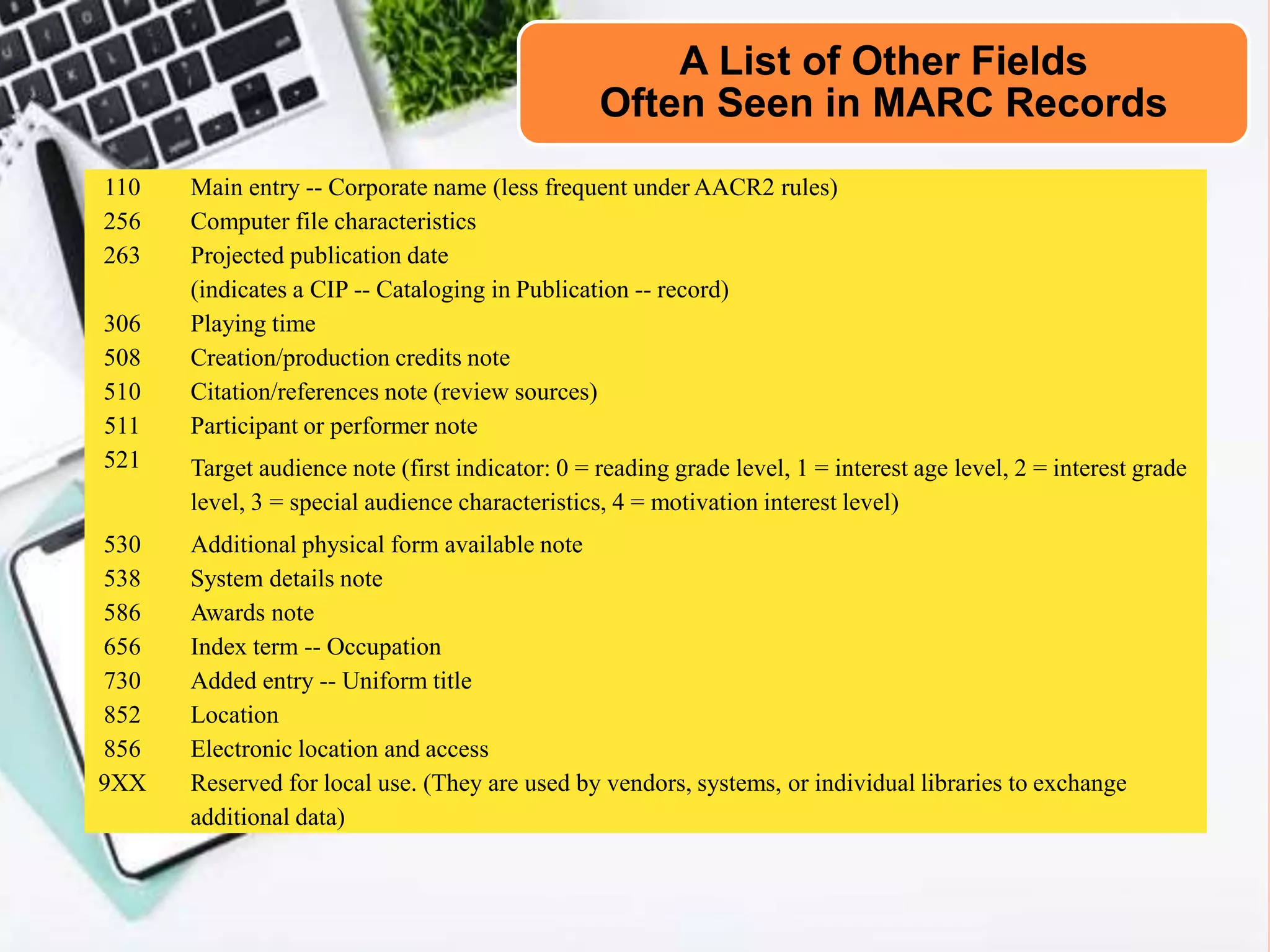 USING MARC FORMAT TO CATALOG NON BOOK MATERIALS