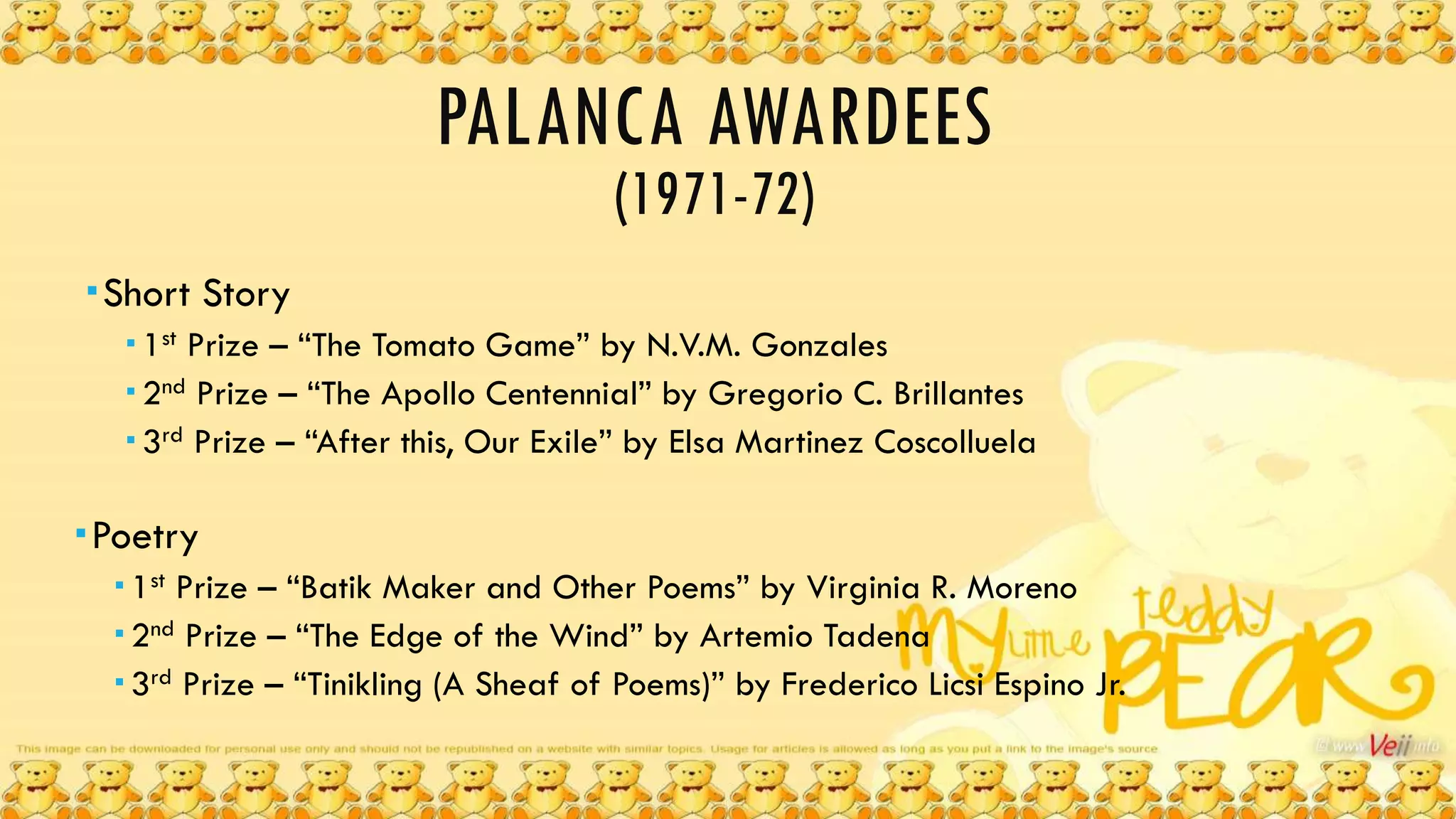 Palanca Awardees in the Period of Activism - Philippine Literature ...