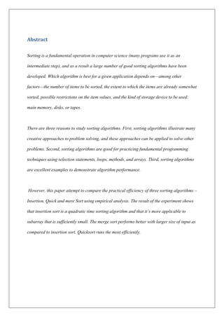 An Experiment to Determine and Compare Practical Efficiency of ...