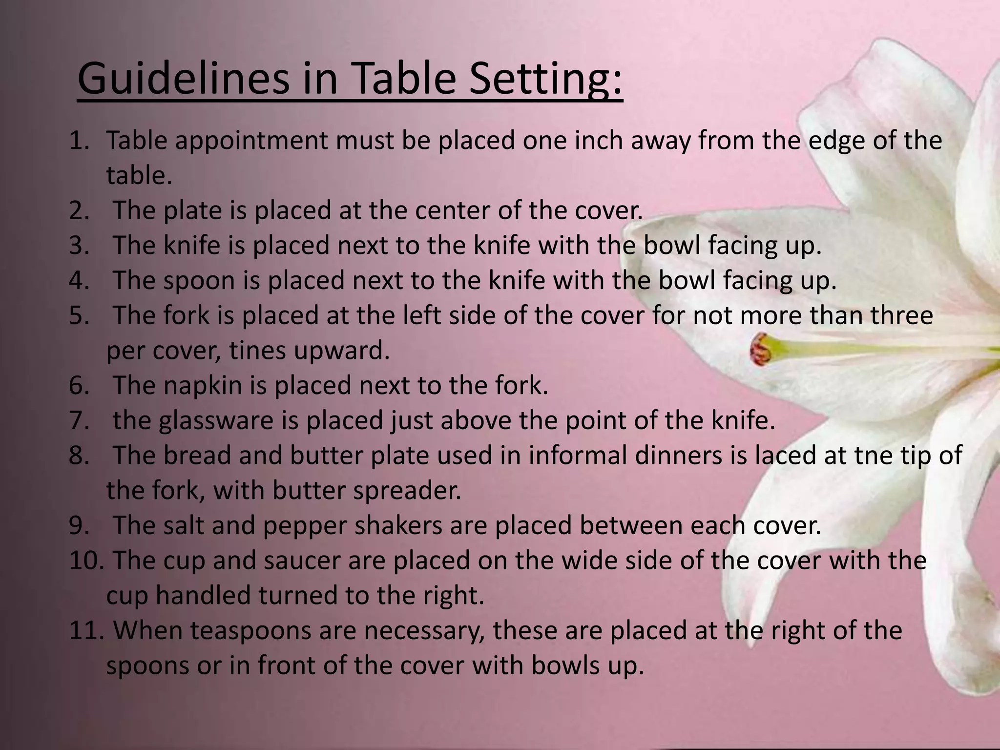 Dining preparation & Table Setting | PPTX