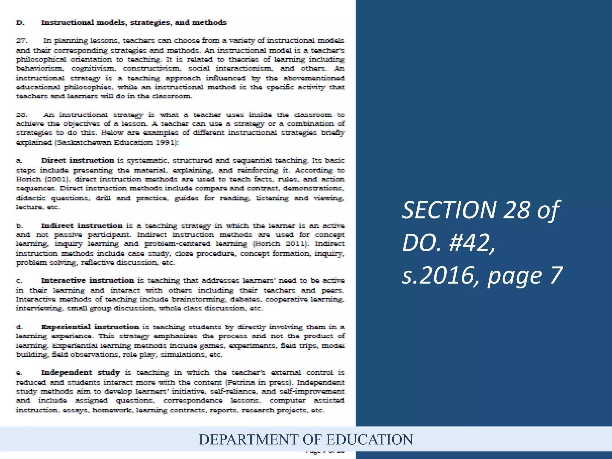 SECTION 28 of
DO. #42,
s.2016, page 7
DEPARTMENT OF EDUCATION
 