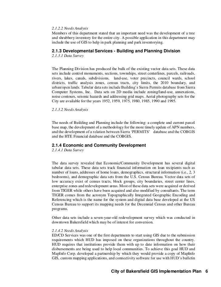 The City of Bakersfield, CA GIS Implementation Plan (1997 1998)