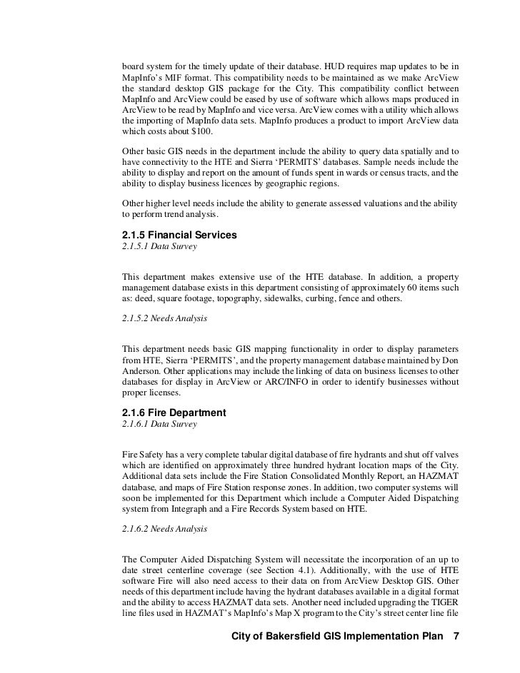 The City of Bakersfield, CA GIS Implementation Plan (1997 1998)